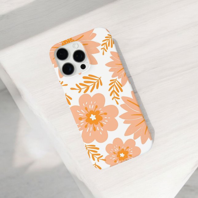 Retro Chic Peach Floral Pattern Whimsical Spring Case-Mate iPhone Case (Creator Uploaded)