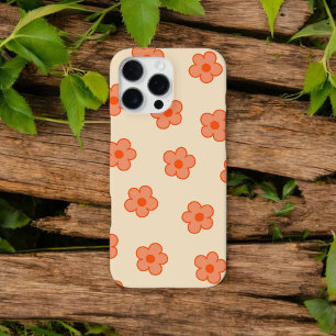 Retro Chic Peach Floral Pattern Whimsical Spring iPhone 16 Pro Max Case