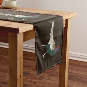 Retro chic pheasant bird brown table runner