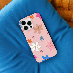 Retro Chic Pink Floral Pattern Whimsical Spring  iPhone 16 Pro Max Case