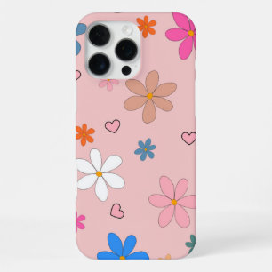 Retro Chic Pink Floral Pattern Whimsical Spring  iPhone 16 Pro Max Case