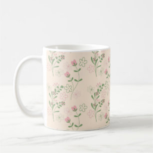 Retro Chic Pink Green Floral Whimsical Y2K Flower Coffee Mug