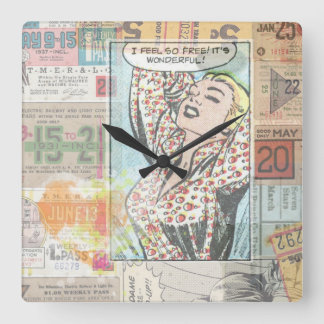 Retro Chic Pinup Girl Square Wall Clock