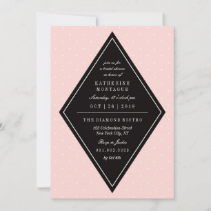 Retro Chic Polka Dots Diamond Bridal Shower Invite