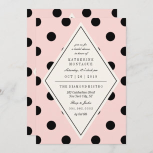 Retro Chic Polka Dots Diamond Bridal Shower Invite