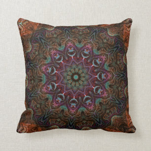Retro Chic Pretty blue navy Floral persian mandala Cushion