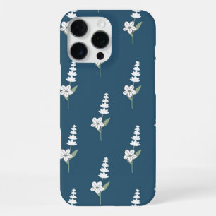 Retro Chic Purple & Navy Blue Floral Pattern iPhone 16 Pro Max Case