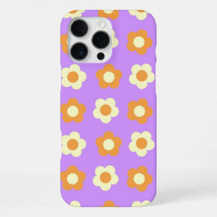 Retro Chic Purple & Orange Floral Pattern  iPhone 16 Pro Max Case
