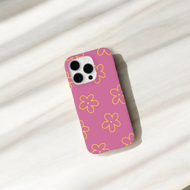 Retro Chic Purple & Yellow Floral Pattern  Case-Mate iPhone Case (Creator Uploaded)
