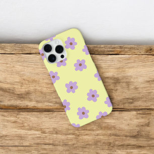 Retro Chic Purple & Yellow Floral Pattern  iPhone 16 Pro Max Case