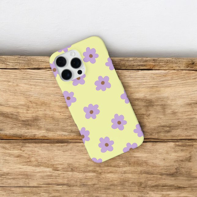 Retro Chic Purple & Yellow Floral Pattern  iPhone Case (Creator Uploaded)