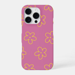 Retro Chic Purple & Yellow Floral Pattern  iPhone 16 Pro Case