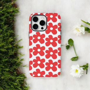 Retro Chic Red Floral Pattern Whimsical Spring iPhone 16 Pro Max Case