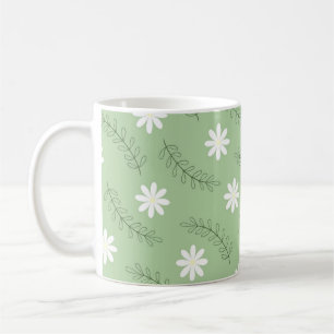 Retro Chic Sage Green Floral Elegant Y2K Inspired  Coffee Mug