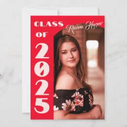 Retro Chic Script Class Of 2025 Photo Grad Party Invitation