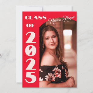 Retro Chic Script Class Of 2025 Photo Open House Invitation