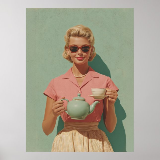 Retro Chic Tea Party Poster (Front)