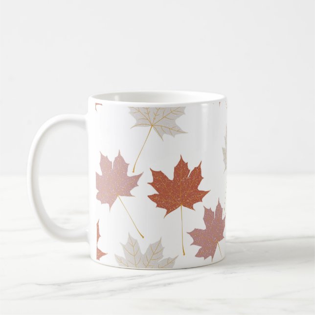 Retro Chic Terracotta Maple Leaves Autumn Inspired Coffee Mug (Left)