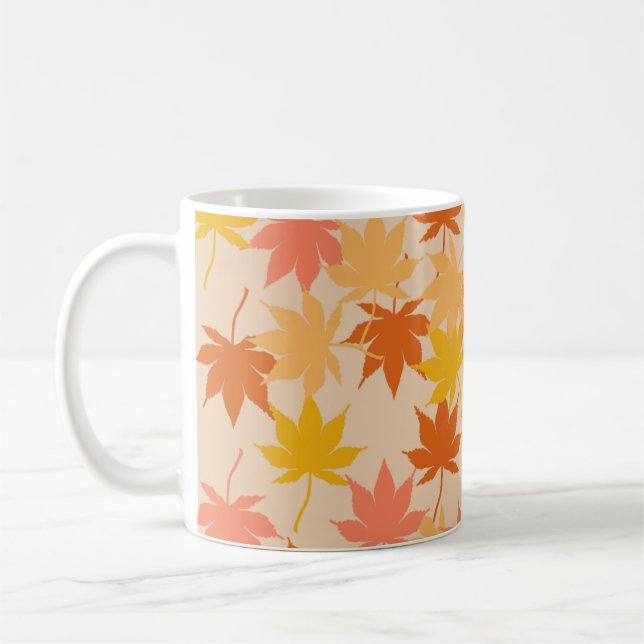 Retro Chic Terracotta Orange Maple Leaves Autumn  Coffee Mug (Left)