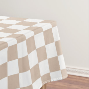 Retro Chic Trendy Coffee White Chequered Pattern  Tablecloth