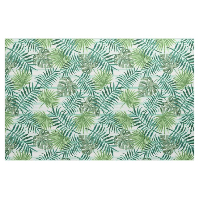 Retro Chic Tropical Green Palm Leaves Pattern Fabric (Fat Quarter)
