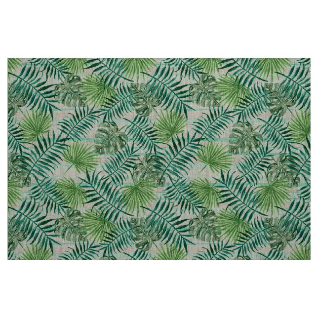 Retro Chic Tropical Green Palm Leaves Pattern Fabric (Fat Quarter)