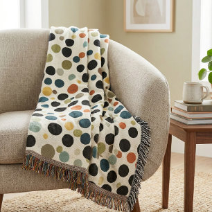 Retro Chic Vibrant Multicolor Polka Dot Throw Blanket