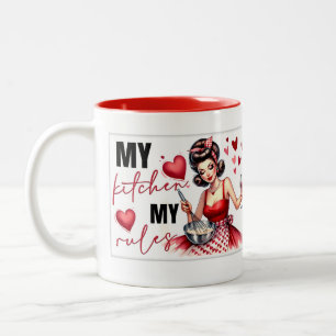 Retro Chic: Vintage Pop Art Funny Humour Quote Two-Tone Coffee Mug