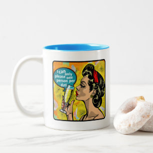 Retro Chic: Vintage Pop Art Inspirational Quote Two-Tone Coffee Mug