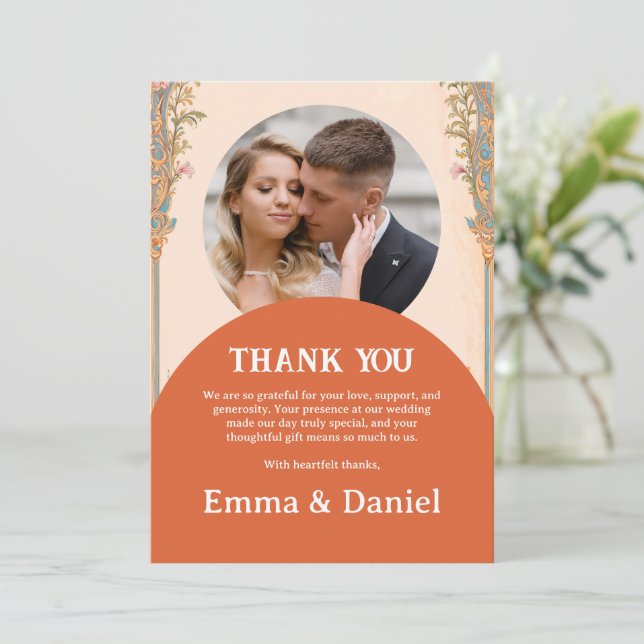 Retro Chic Wedding Thank You Card (Standing Front)