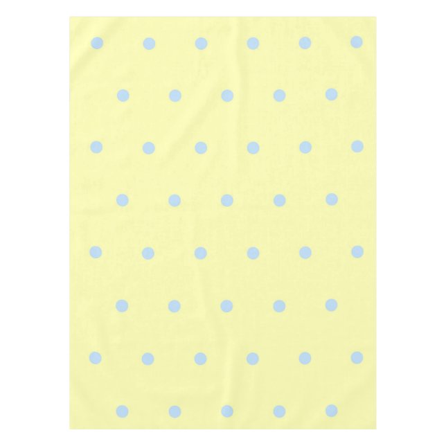 Retro Chic Yellow & Blue Polka Dots Pattern Spring Tablecloth (Front)