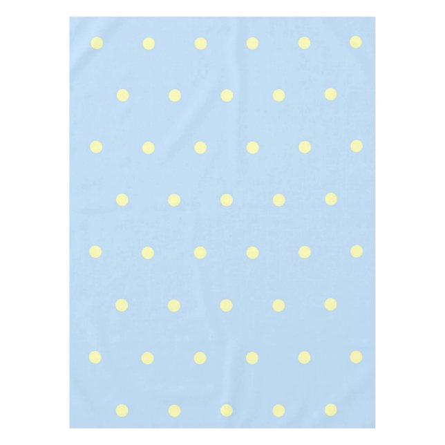Retro Chic Yellow & Blue Polka Dots Pattern Spring Tablecloth (Front)