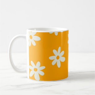 Retro Chic Yellow White Floral Bright Y2K Coffee Mug