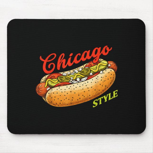 Retro Chicago Hot Dog Hotdog Tourist Summer Souven Mouse Pad (Front)
