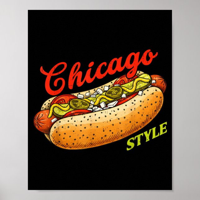 Retro Chicago Hot Dog Hotdog Tourist Summer Souven Poster (Front)