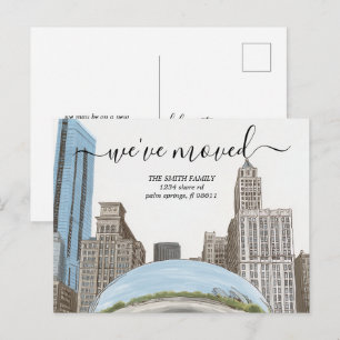 Retro Chicago Illinois Skyline Move Announcement Postcard