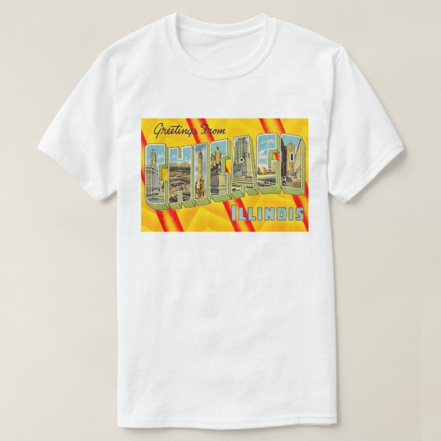 Retro Chicago Postcard T Shirt (Design Front)