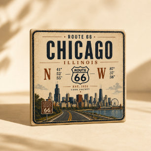 Retro Chicago Route 66 Fridge Magnet