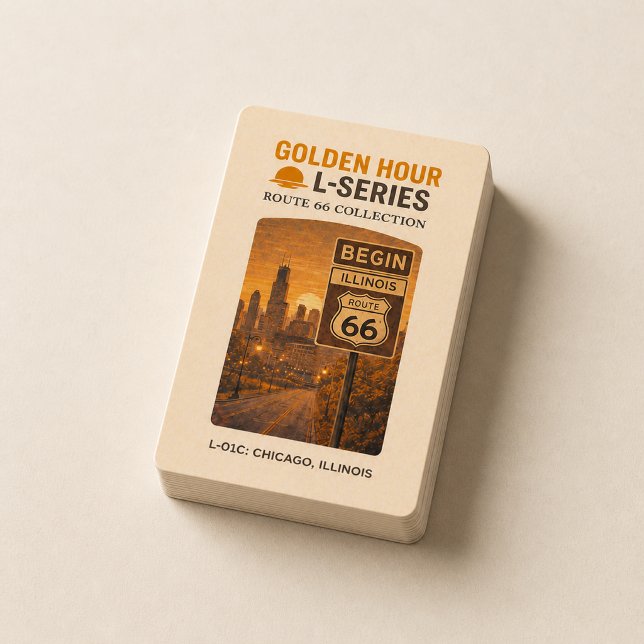 Retro Chicago Route 66 Start Landmark Art Playing Cards (Creator Uploaded)