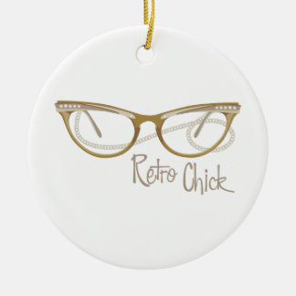 Retro Chick Ceramic Tree Decoration