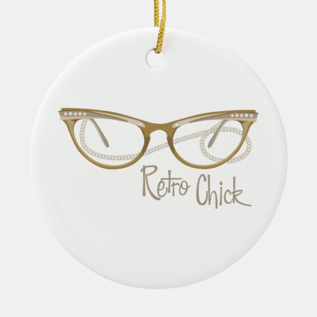 Retro Chick Ceramic Tree Decoration (Front)