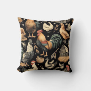 Retro Chicken Farm Pattern Cushion
