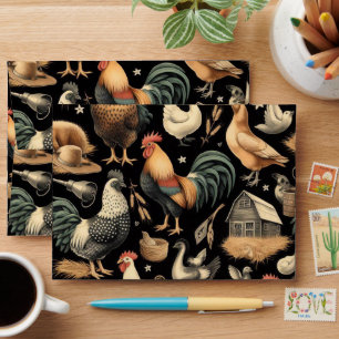 Retro Chicken Farm Pattern Envelope