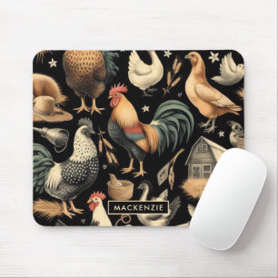Retro Chicken Farm Pattern Mouse Pad