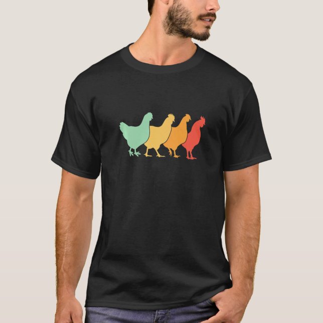 Retro Chicken  Farmer Cluckin' Chicken Farm T-Shirt (Front)