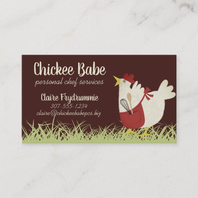Retro chicken personal chef catering business card (Front)