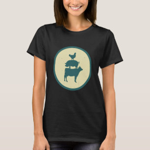 Retro Chicken Pig and Cow & Vintage Farming Animal T-Shirt