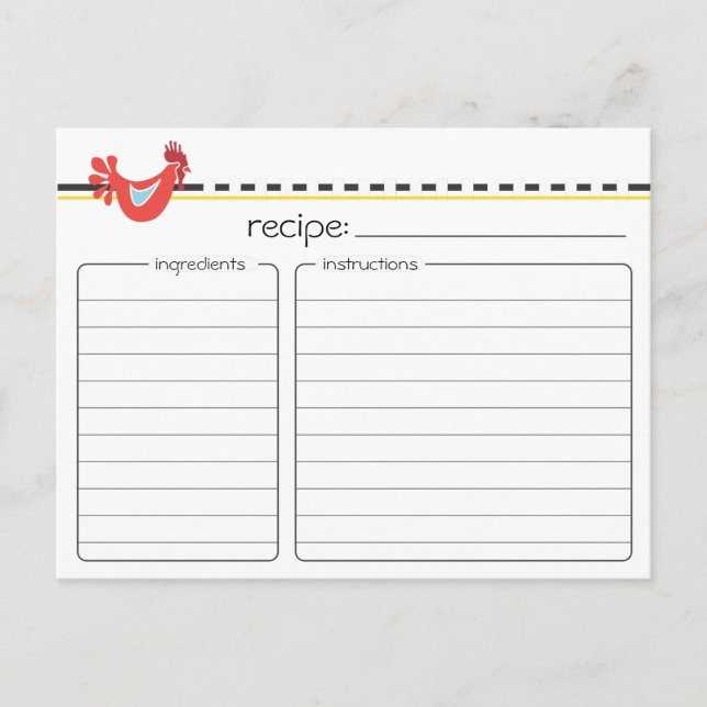 Retro Chicken Recipe Card (Front)