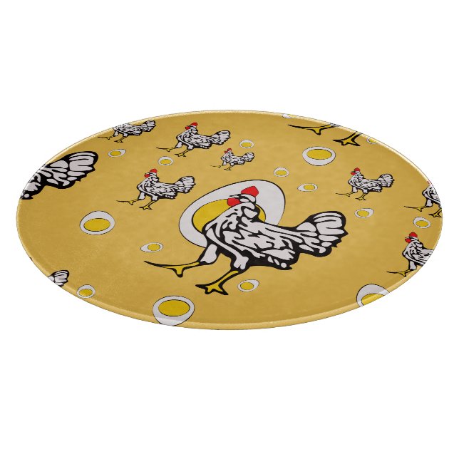 Retro Chickens Cutting Board (Corner)