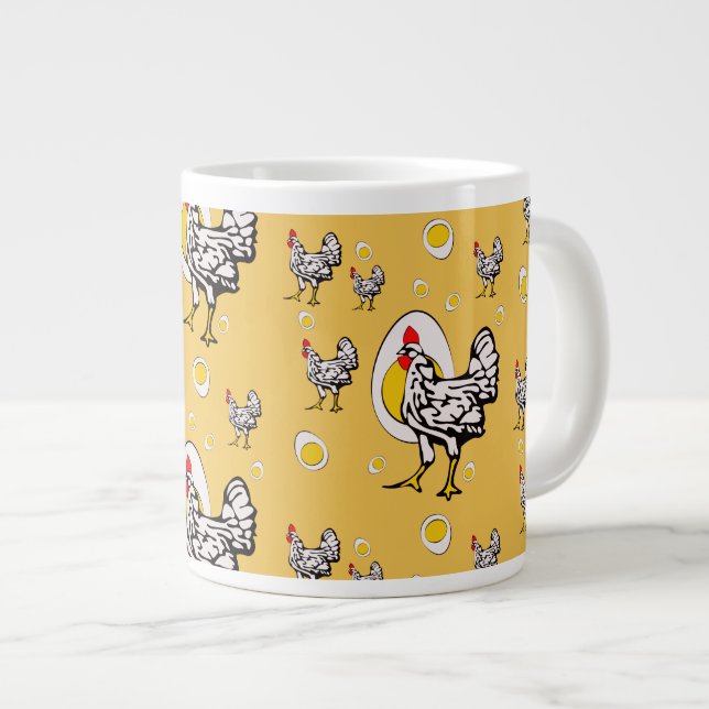 Retro Chickens Large Coffee Mug (Front Right)